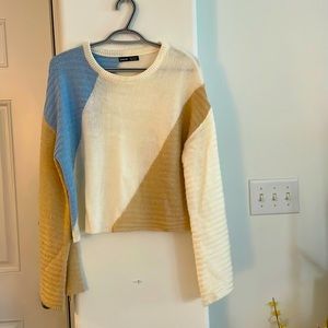 Shein Color Block Cropped Sweater Size M